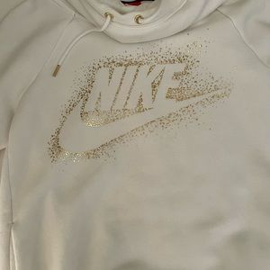 Nike sweater. White and gold. Funnel neck.